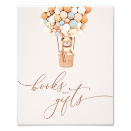 Bear Balloy Bokar och Gifts Baby Shower Sign Fototryck