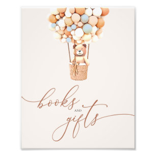 Bear Balloy Bokar och Gifts Baby Shower Sign Fototryck