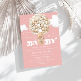 Bear Balloy Girl Barly Wait Baby Shower Inbjudningar