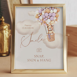 Bear Balloy Photo Guestbook Snap-skylt Fototryck