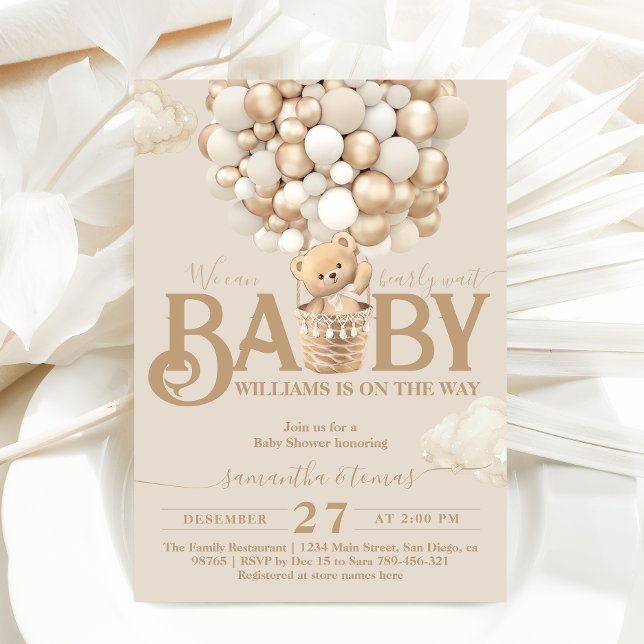 Bear Balloys Barly Wait Baby Shower Inbjudningar (Skapare uppladdad)