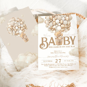 Bear Balloys Barly Wait Baby Shower Inbjudningar