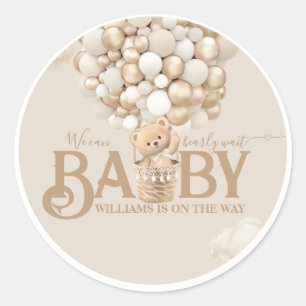 Bear Balloys Barly Wait Baby Shower Runt Klistermärke