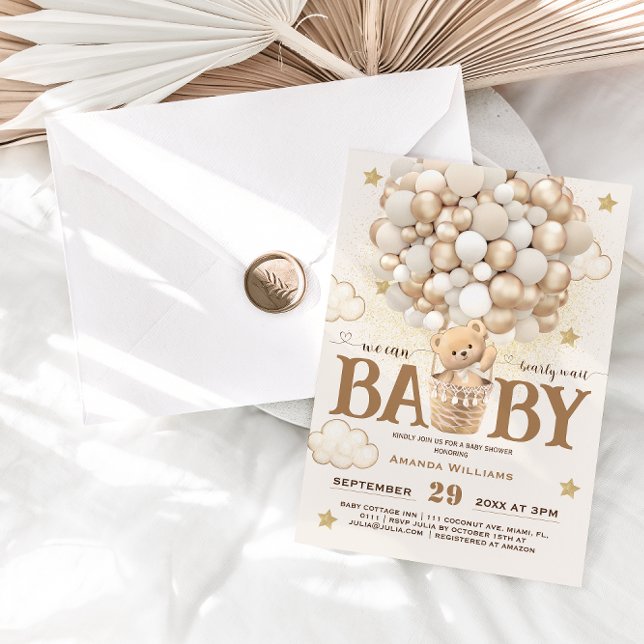 Bear Balloys Barly Wait Cute Boho Baby Shower Inbjudningar (Skapare uppladdad)