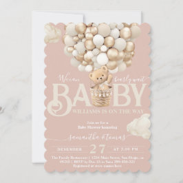 Bear Balloys Barly Wait Flicka Shower Inbjudningar