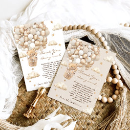 Bear Balloys Barly Wait Guld Baby Shower Tack Kort