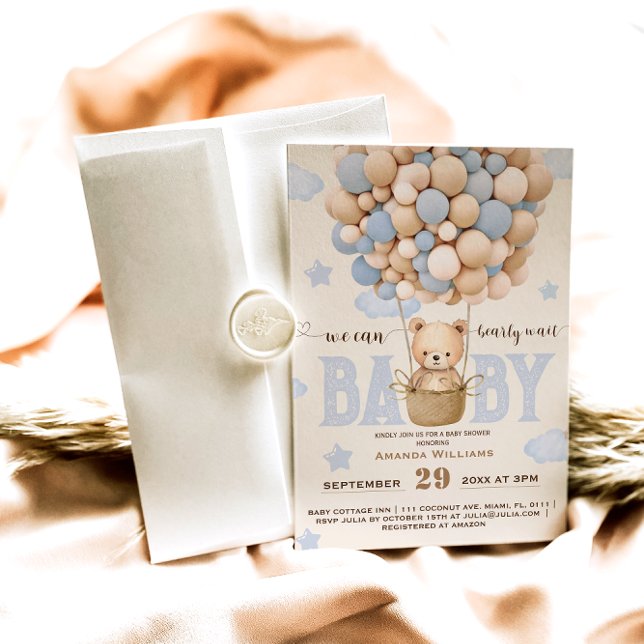 Bear Balloys Barly Wait Pojke Shower Inbjudningar (Skapare uppladdad)