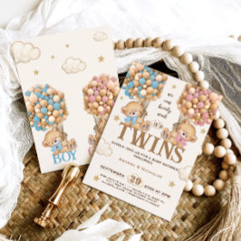 Bear Balloys Barly Wait Twillingars babydusch Inbjudningar