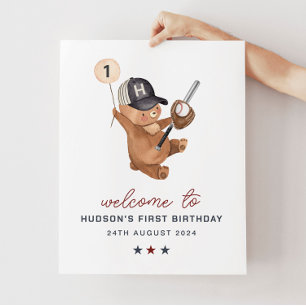 Bear Banner 1:a födelsedagen - Välkomsttecken Poster