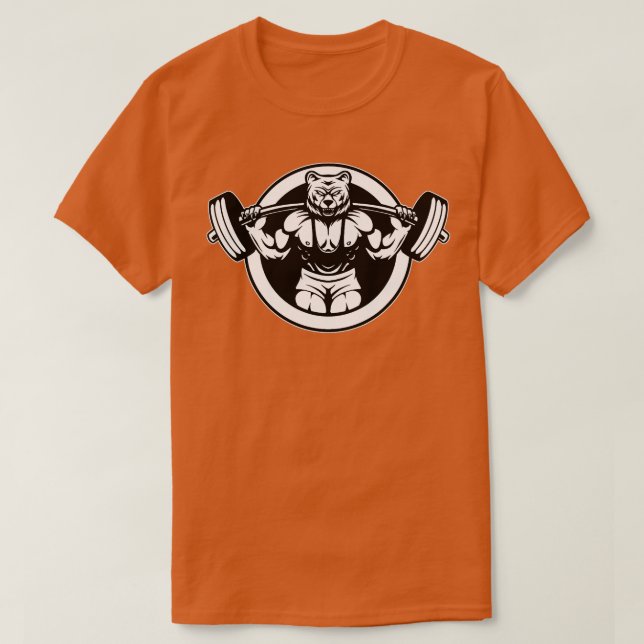 Bear Barbell-design för boskapsbyggare T Shirt (Design framsida)