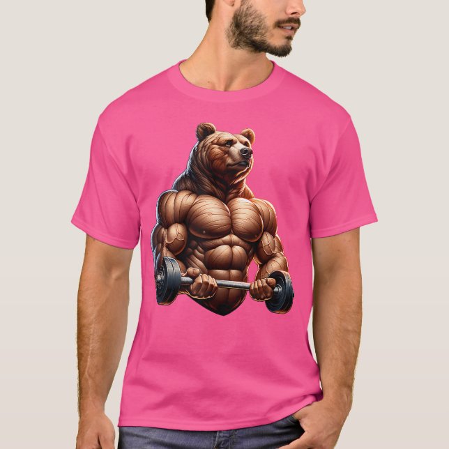 Bear Barbell-design för boskapsbyggare T Shirt (Framsida)
