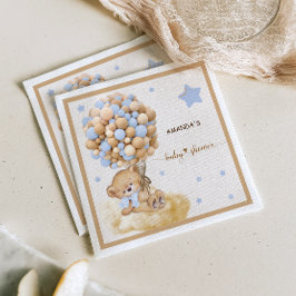 Bear Barly Wait Blue Balloon Baby Shower Pappersservett