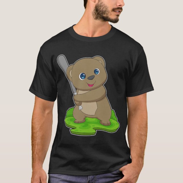 Bear Baseball Baseball fladdermus T Shirt (Framsida)