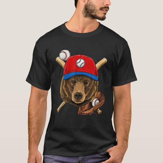 Bear Baseball Bear Älskare Baseball Player T Shirt (Framsida)