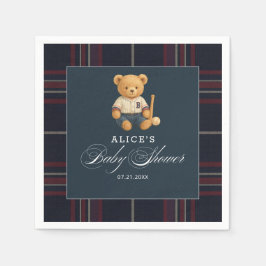 Bear Baseball Navy Blue Baby Shower Napkins Pappersservett