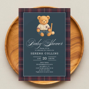 Bear Baseball Play Baby Shower-inbjudan för parfym Inbjudningar