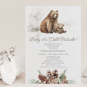 Bear Bear Unge Winter Baby Shower-inbjudan Inbjudningar