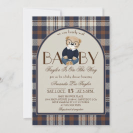 Bear Bearly Wait Luxury Boy Baby Shower Inbjudningar