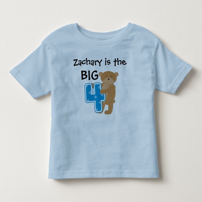 Bear Big Four Anpassades Birthday T-shirt (Framsida)