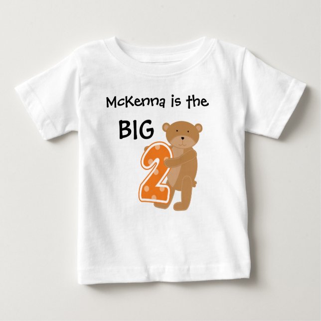 Bear Big Two Anpassade Birthday T-shirt (Framsida)