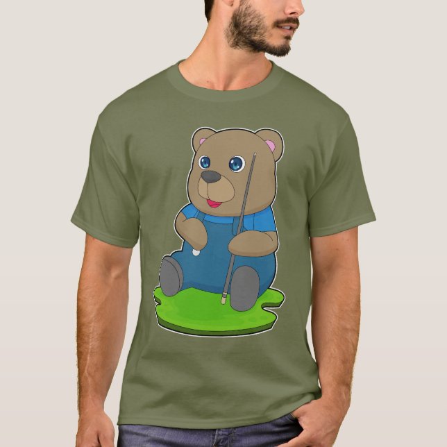 Bear Billiard Queue T Shirt (Framsida)