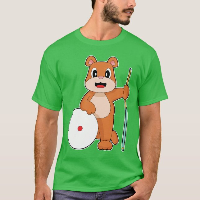 Bear Billiard Queue T Shirt (Framsida)