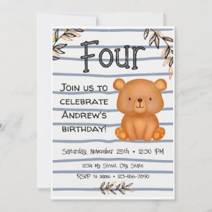 Bear Birthday-inbjudan Inbjudningar