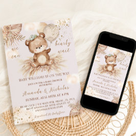 Bear Blommigt Girl Baby Shower Inbjudningar