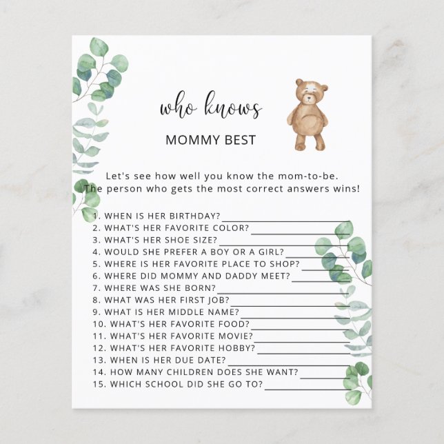 Bear blommigt Vem vet mamma bäst (Framsida)