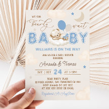 Bear Blue Barly Wait Boy Baby Shower