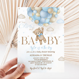 Bear Blue Boy Baby Shower Inbjudningar