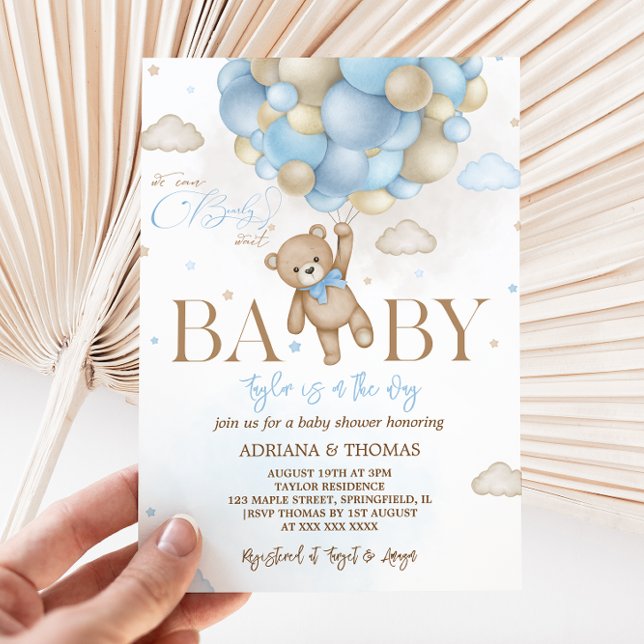 Bear Blue Boy Baby Shower Inbjudningar (Skapare uppladdad)