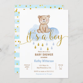 Bear Blue Cloud Baby Shower-inbjudan Inbjudningar