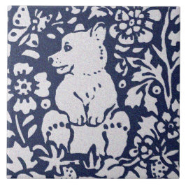 Bear Blue Grått Granite Stone Woodland Animal Art Kakelplatta