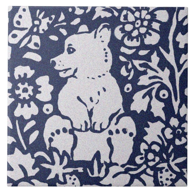 Bear Blue Grått Granite Stone Woodland Animal Art Kakelplatta (Framsidan)