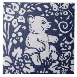 Bear Blue Grått Granite Stone Woodland Animal Art Kakelplatta