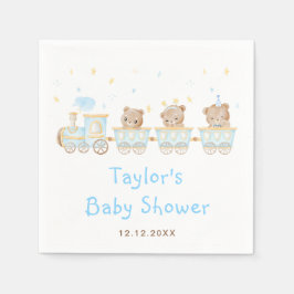 Bear Blue Tåg Baby Shower Pappersservett