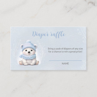 Bear Blue Winter Baby Shower Diaper RaffCard Tilläggskort