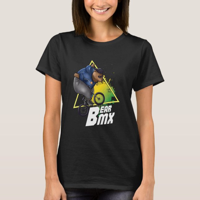 Bear Bmx Extreme Cycling Stunts Cycle Cyclist Bm T Shirt (Framsida)