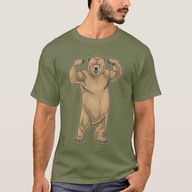 Bear Bodybuilder Bodybuilding T Shirt (Framsida)