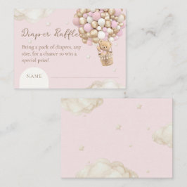 Bear Boho Girl Rosa Baby Shower Raffle Tilläggskort