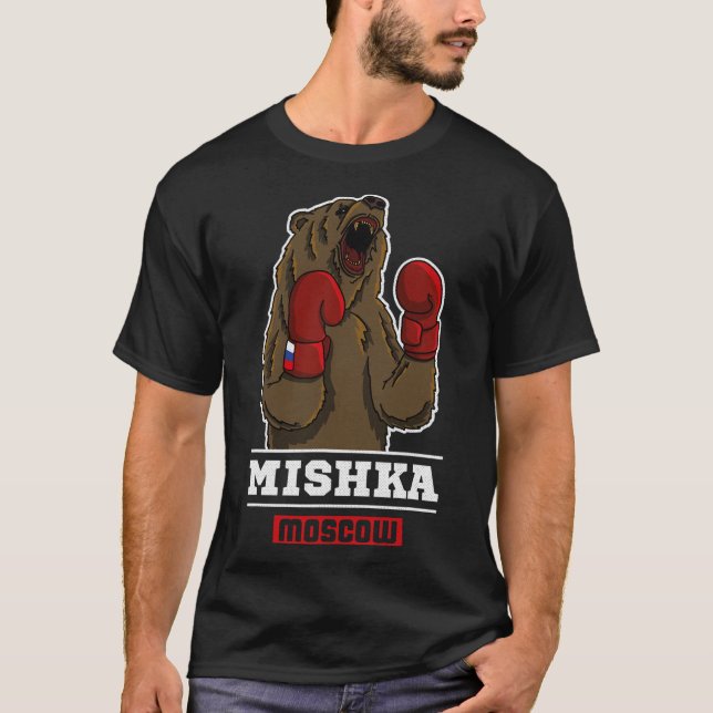 Bear Boxing Russia Ussr Propaganda Say T Shirt (Framsida)