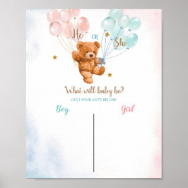 Bear Boy eller Girl Gender Reveal party Poster