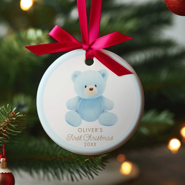 Bear Boy First-julfoto Ornament (Skapare uppladdad)