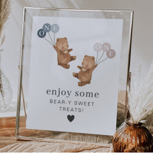 Bear Boy Girl Twillingars - 1st Birthday - Treats Poster