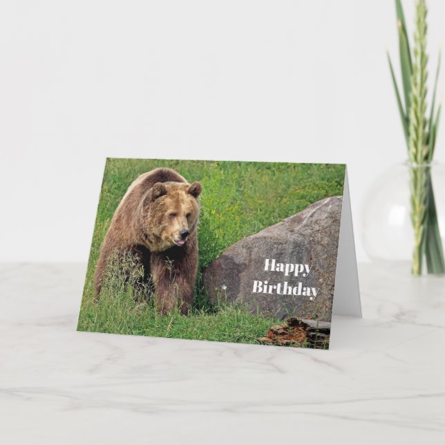 Bear Brown Grizzly Photo Birthday Kort (Framsida)