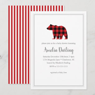 Bear Buffalo Check Baby Shower-inbjudan Inbjudningar