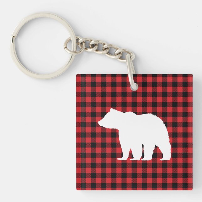 Bear Buffalo Check Mönster Acrylic Keychain (Framsidan)