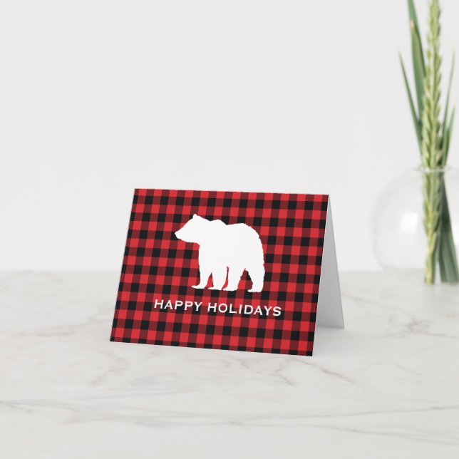 Bear Buffalo Check Mountain Glad helg Tack Kort (Framsida)