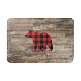Bear Buffalo Check Rustic Wood Bath Mat Badrumsmatta